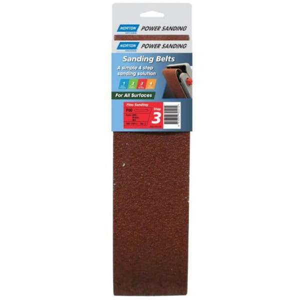 Norton Cloth Sanding Belt P80 Grit 100 x 610mm - 2 Pack