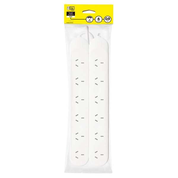 HPM Standard 6 Outlet Powerboard - 2 Pack