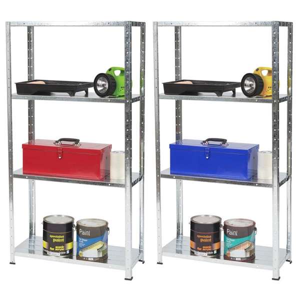 Garage Select 4 Shelf Storage Unit Galvanised - Twin Pack