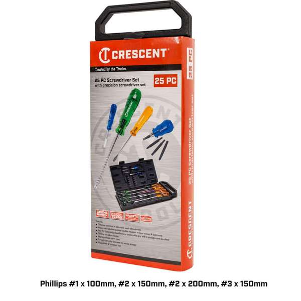 Crescent Tri Lobe Acetate Handle Screwdriver Set - 25 Piece