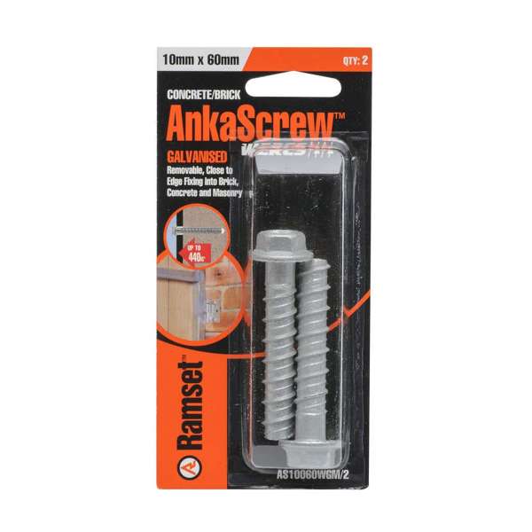 Ramset Ankascrew Galvanised 10 x 60mm - 2 Pack