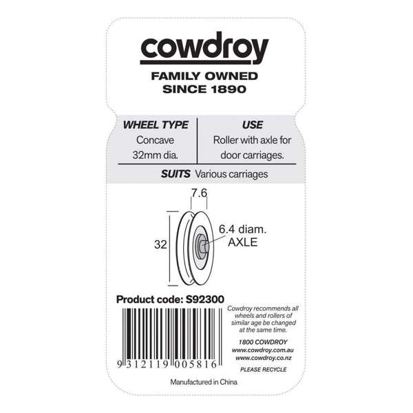 Cowdroy Concave Wheel with Bearing 32mm - 2 Pack