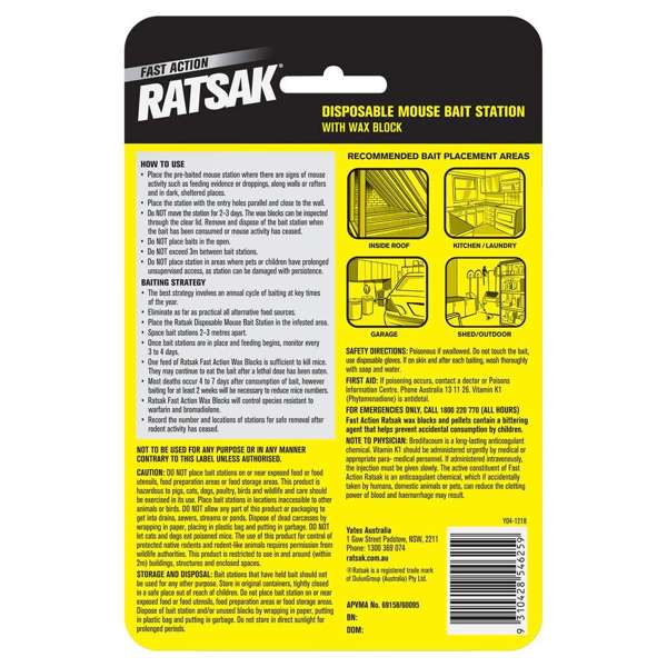 Ratsak Fast Action Disposable Mouse Bait Station