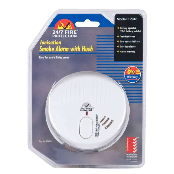 24/7 Fire Protection Ionisation Smoke Alarm with Hush