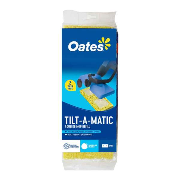 Oates Tilt-A-Matic Squeeze Mop Sponge Refill Twin Pack