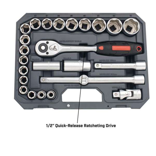 Crescent Drive Standard Socket Metric 12.7mm 1/2 Set - 25 Piece