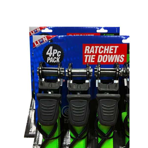 Lion Ratchet Tie Down 25mm x 4m - 4 Piece