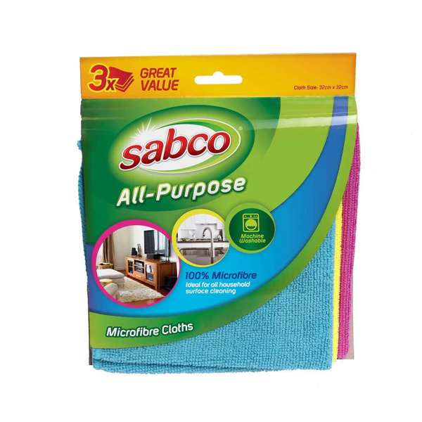 Sabco All Purpose Micro Fibre Cloths - 3 Pack