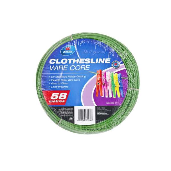 Zenith Clothesline Wire Core Green 3.7mm x 58m