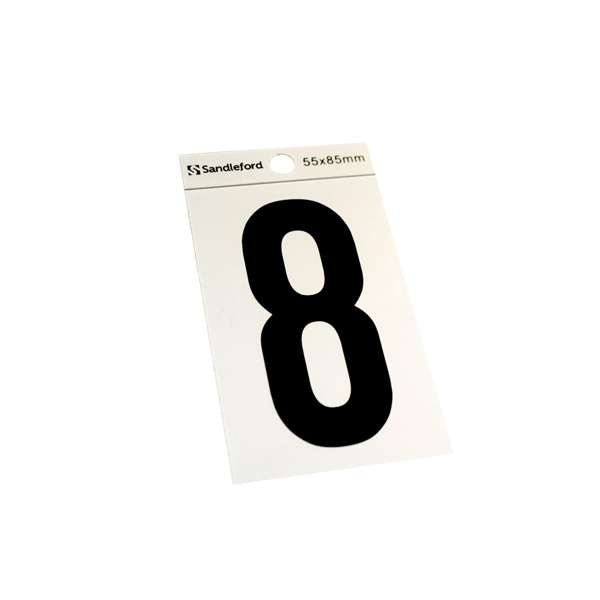 Sandleford 85mm Silver/Black Self Adhesive House Number 8