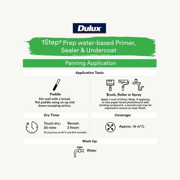 Dulux 1 Step Water Based Primer Sealer Undercoat 1L