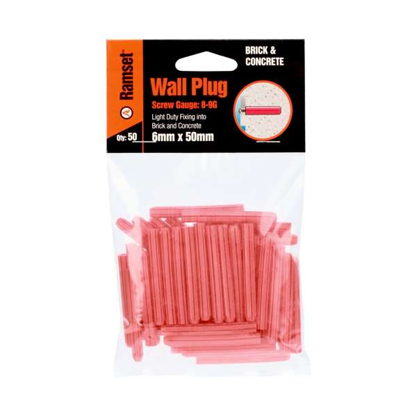 Ramset Wall Plug Red 6 x 50mm (50pk)