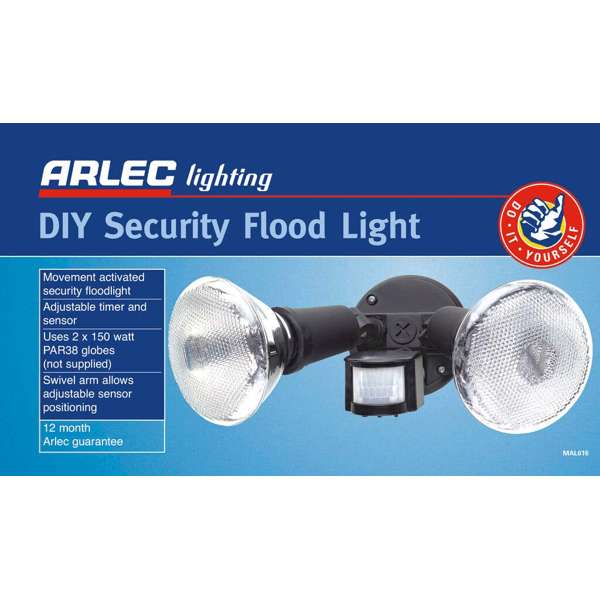 Arlec DIY Security Twin Floodlight with Plug