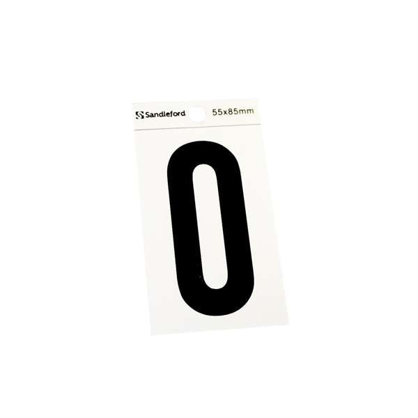 Sandleford 85mm Silver/Black Self Adhesive House Number 0