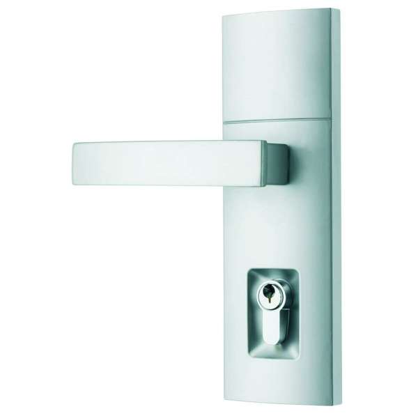 Gainsborough Trilock Angular Entrance Leverset Double Cylinder Satin Chrome