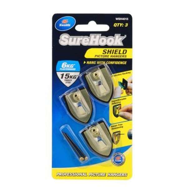 Zenith SureHook Shield Picture Hangers 6/15kg - 3 Pack