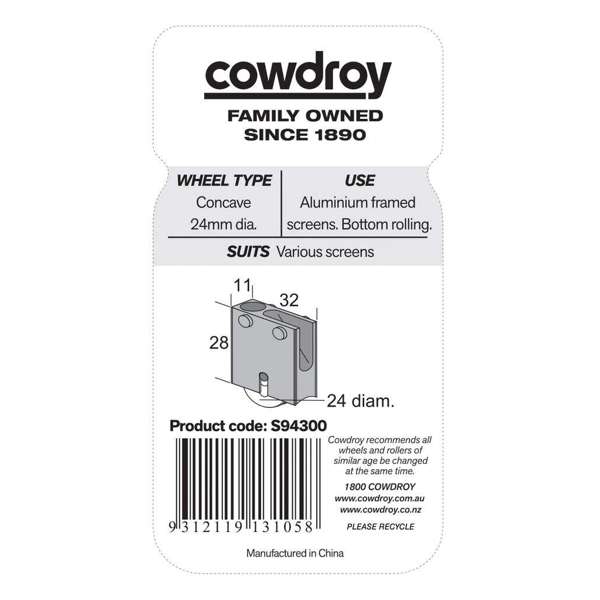 Cowdroy Sheave Concave Wheel 24mm - 2 Pack