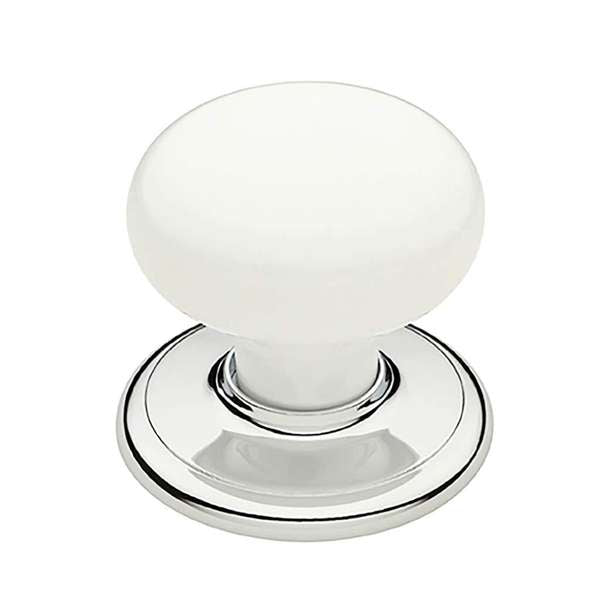 Gainsborough Classic Series White Wardrobe Knob Set Bright Chrome