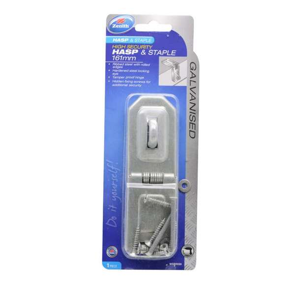 Zenith High Security Hasp & Staple Hinged Galvanised 161mm