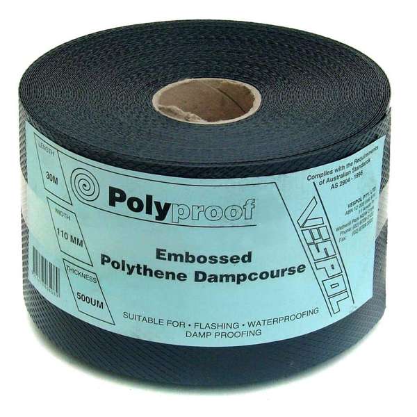 Polyproof Polythene Dampcourse Black 380mm x 30m x 500um