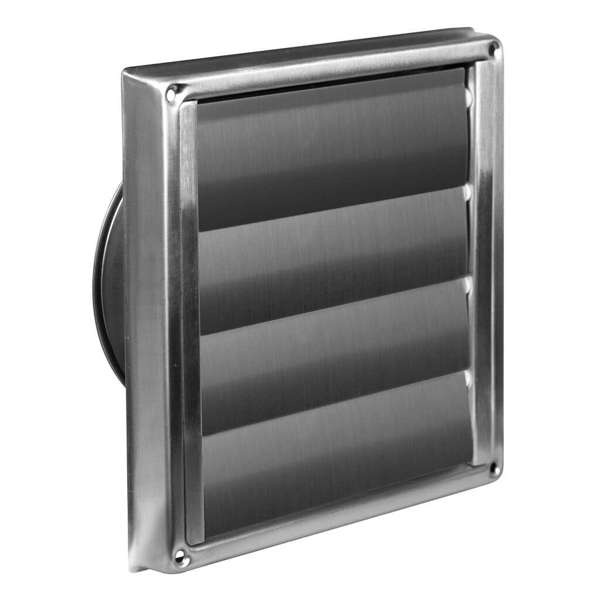 Kensington Gravity Wall Vent Marine Grade Stainless Steel with Mesh Insert 125mm