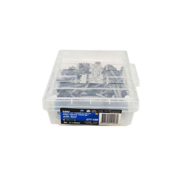 Buildex Hex Head HiGrip with Seal Woodland Grey M6 11 x 50mm - Box of 100