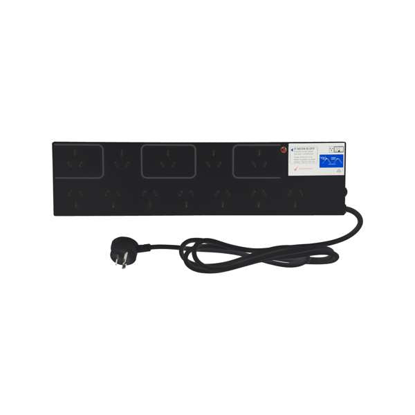 HPM General Purpose Powerboard RFI Filter Surge Protected 12 Outlet Black