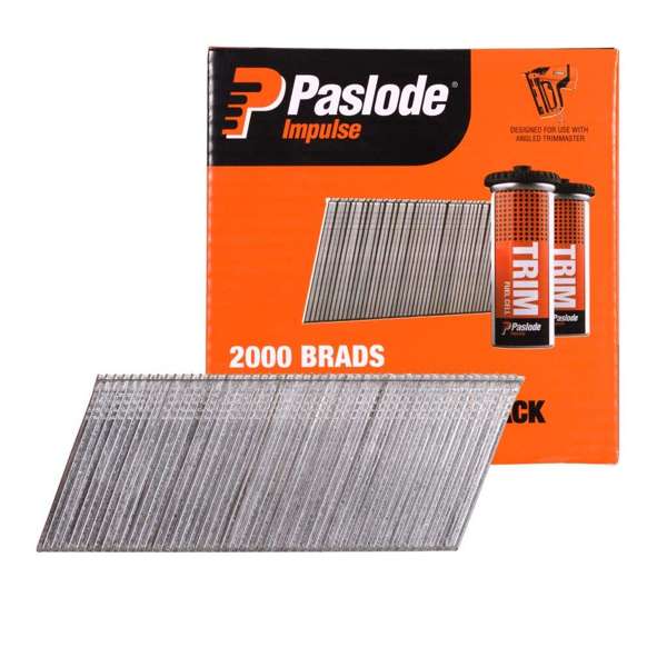 Paslode Impulse Angled Brad 38 x 1.6mm - Box of 2000 Brads + 2 Fuel Cells