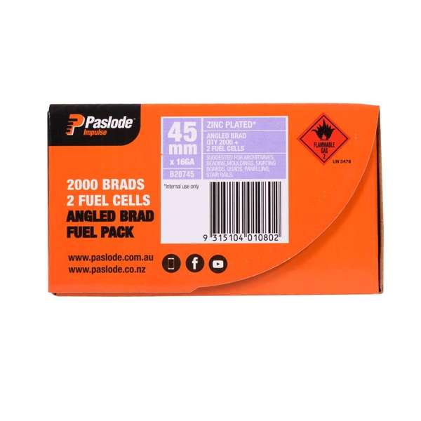 Paslode Brad Fuel Zinc Plated 45 x 1.6mm - 2,000 Pack