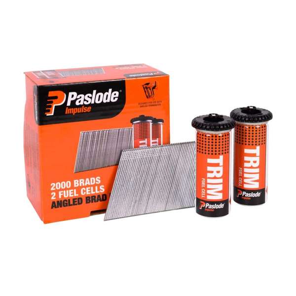 Paslode Impulse 65 x 1.6mm 20Deg - Box of 2000 Brads + 2 Fuel Cells