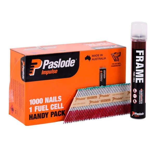 Paslode Impulse Nails 75 x 3.06mm - Box of 1000 Nails + 1 Fuel Cell