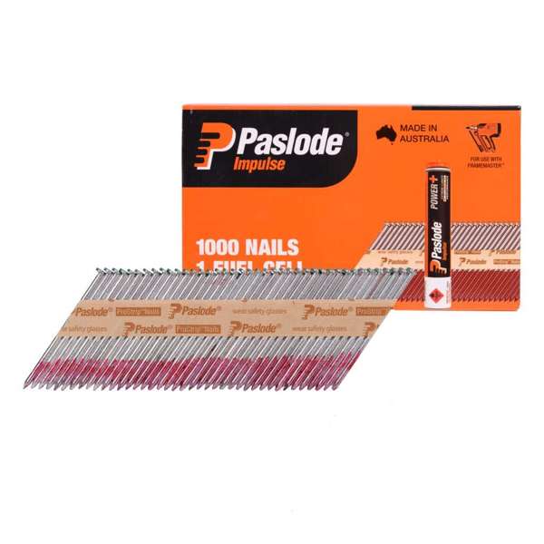 Paslode Impulse Nails 75 x 3.06mm - Box of 1000 Nails + 1 Fuel Cell