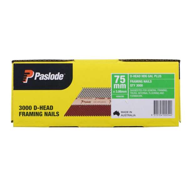 Paslode D-Head Framing Nails 75 x 3.06mm - Box of 3000