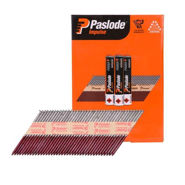 Paslode Impulse Nails 82 x 3.15mm 34Deg - Box of 3000 Nails + 3 Fuel Cells