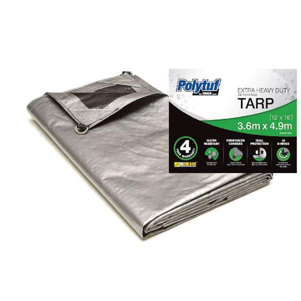 Polytuf Extra Heavy Duty D-Ring Tarp 3.6 x 4.9m