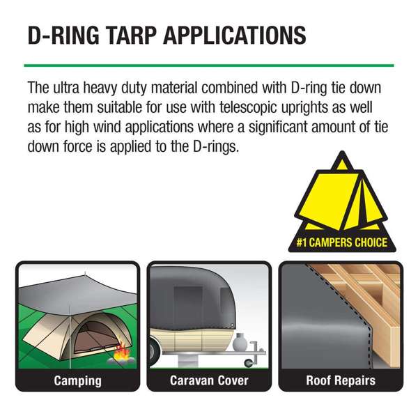 Polytuf Extra Heavy Duty D-Ring Tarp 3.6 x 4.9m