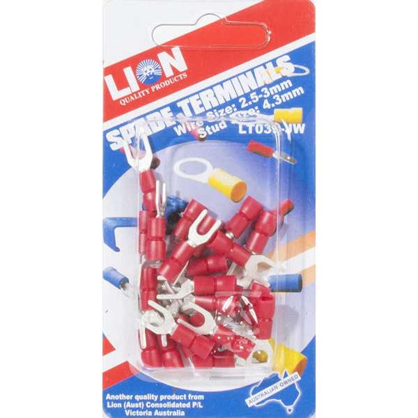 Lion Terminal Spade Red Stud - 23 Piece