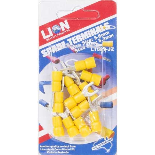 Lion Terminal Spade Yellow Stud - 12 Piece