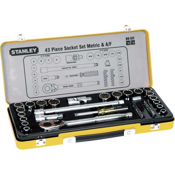 Stanley Drive Metric & A/F Socket 1/4" & 1/2" Set - 43 Piece