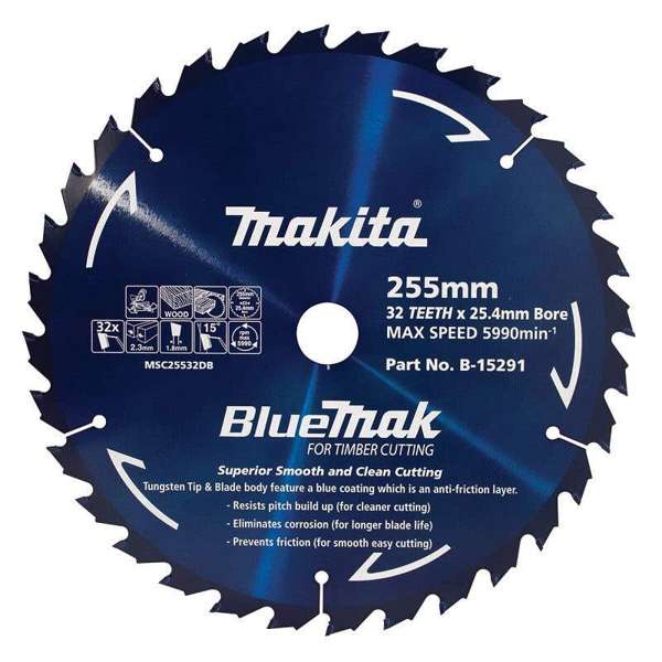 Makita Saw Blade BlueMak 255 x 25.4mm Bore x 32T