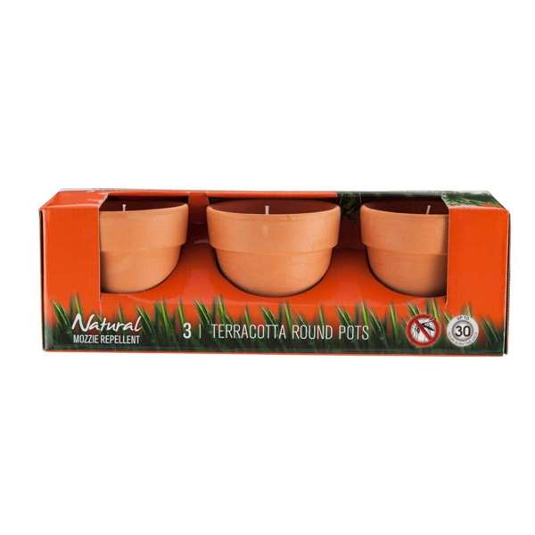 Waxworks Citronella Candle Pot Terracotta - 3 Pack