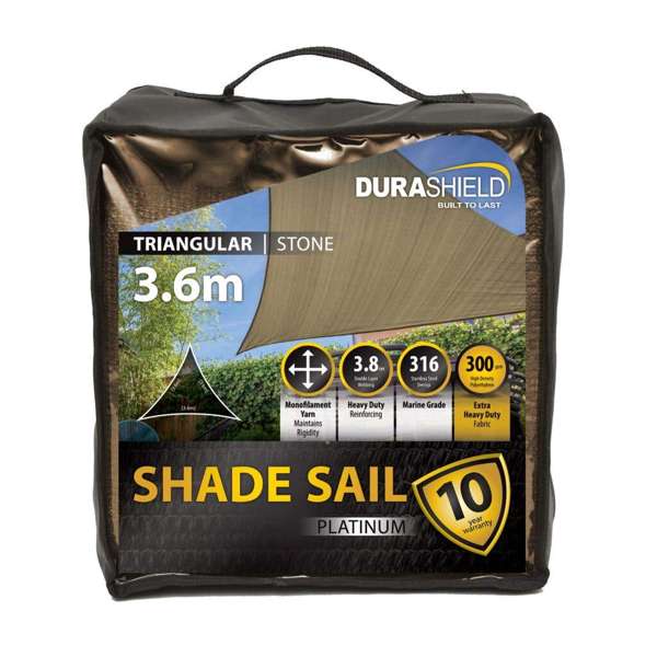 Durashield Triangle Shade Sail Platinum Stone 3.6m