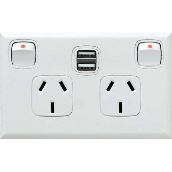 HPM Excel Double Powerpoint with Dual USB Charger