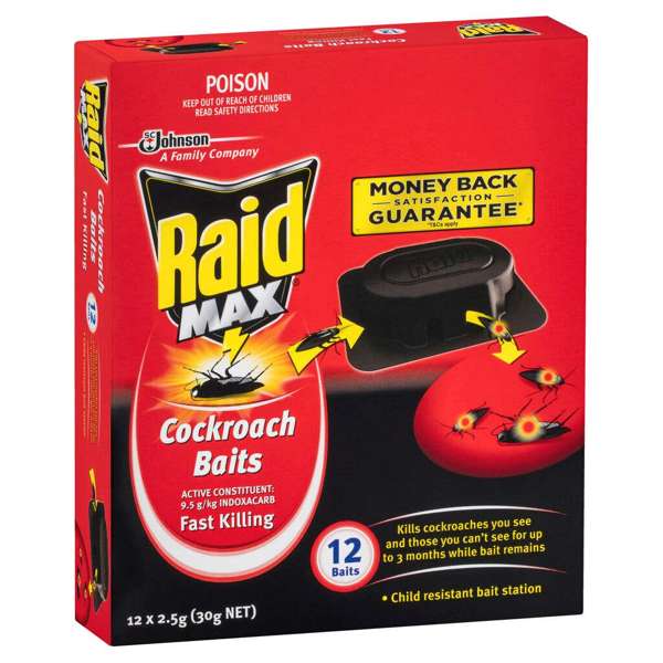 Raid MAX Cockroach Child Resistant Bait Station - 12 Pack