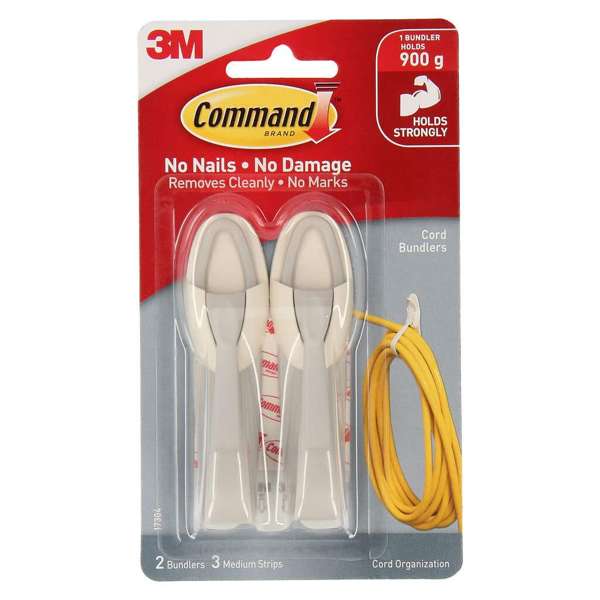 Command Cord Organiser Clips White - 2 Pack