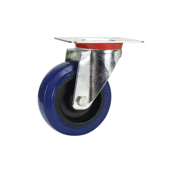 Cold Steel Rubber Swivel Castor Blue 100mm