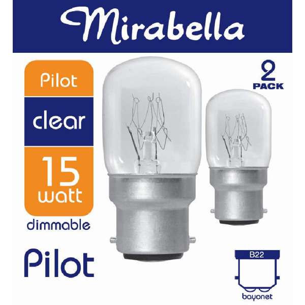 Mirabella Pilot Dimmable Globe 15W BC Clear - 2 Pack