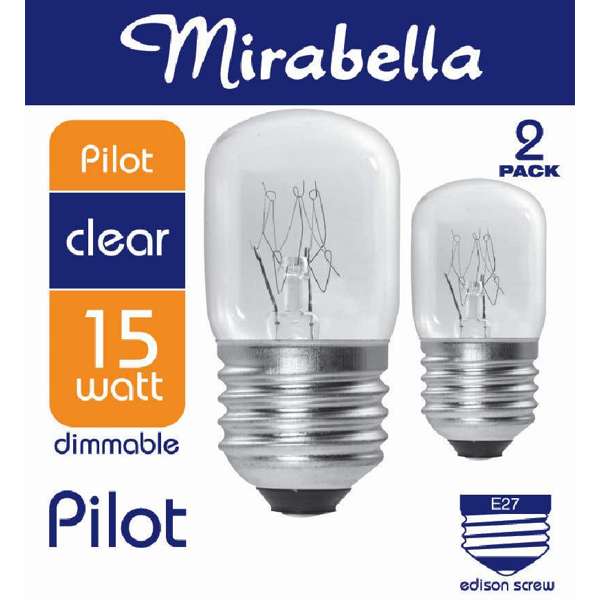 Mirabella Pilot Dimmable Globe 15W ES Clear - 2 Pack