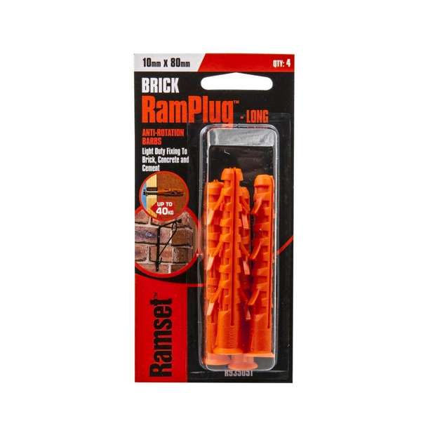 Ramset Brick RamPlug Long Anti-Rotation Barbs 10 x 80mm - 4 Pack