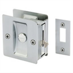 Gainsborough Cavity Door Set Satin Chrome Rectangular Privacy Sliding